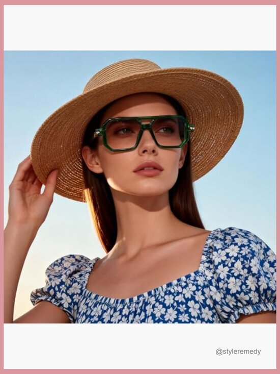 Square Aviator Sunglasses with UV Protection, Plastic Frame main image 6
